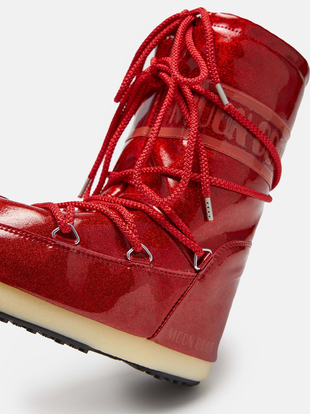 Moon Boot ICON JUNIOR GLITTER ROSSO Fino Al -60%