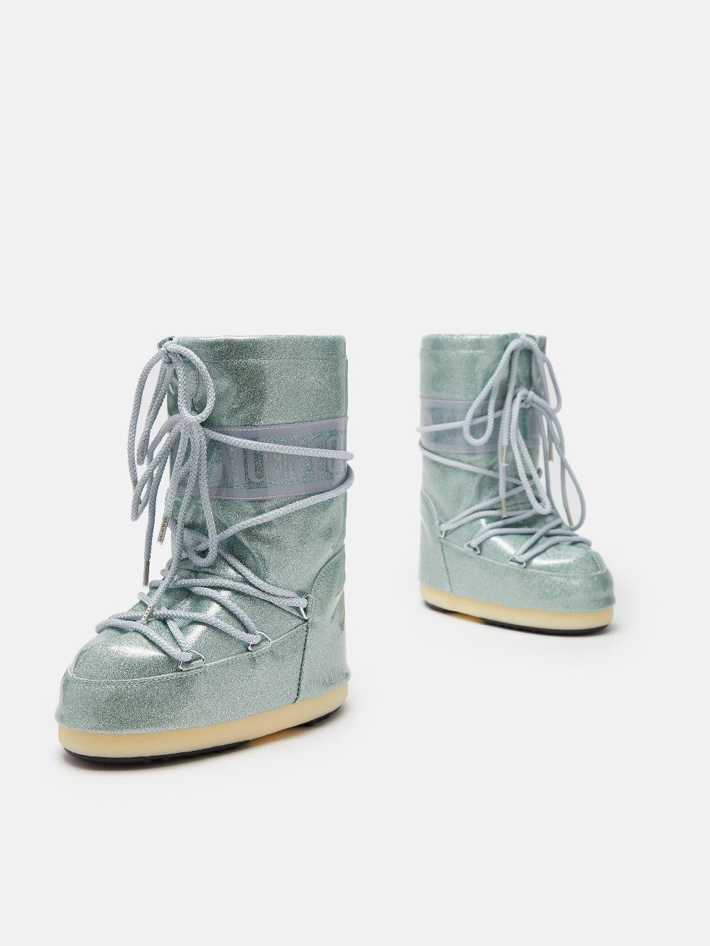 Moon Boot ICON JUNIOR GLITTER BLU Saldi Di Fabbrica