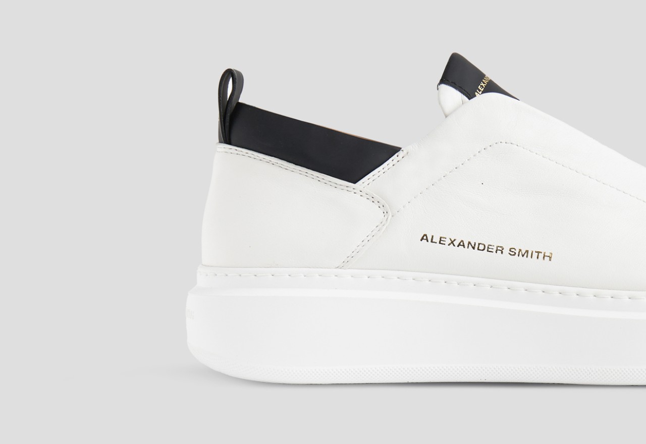 Alexander Smith WEMBLEY SLIP-ON MAN WHITE BLACK Offerta