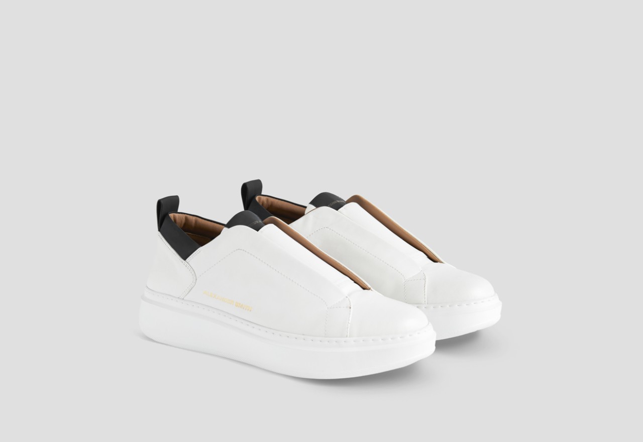 Alexander Smith WEMBLEY SLIP-ON MAN WHITE BLACK Offerta