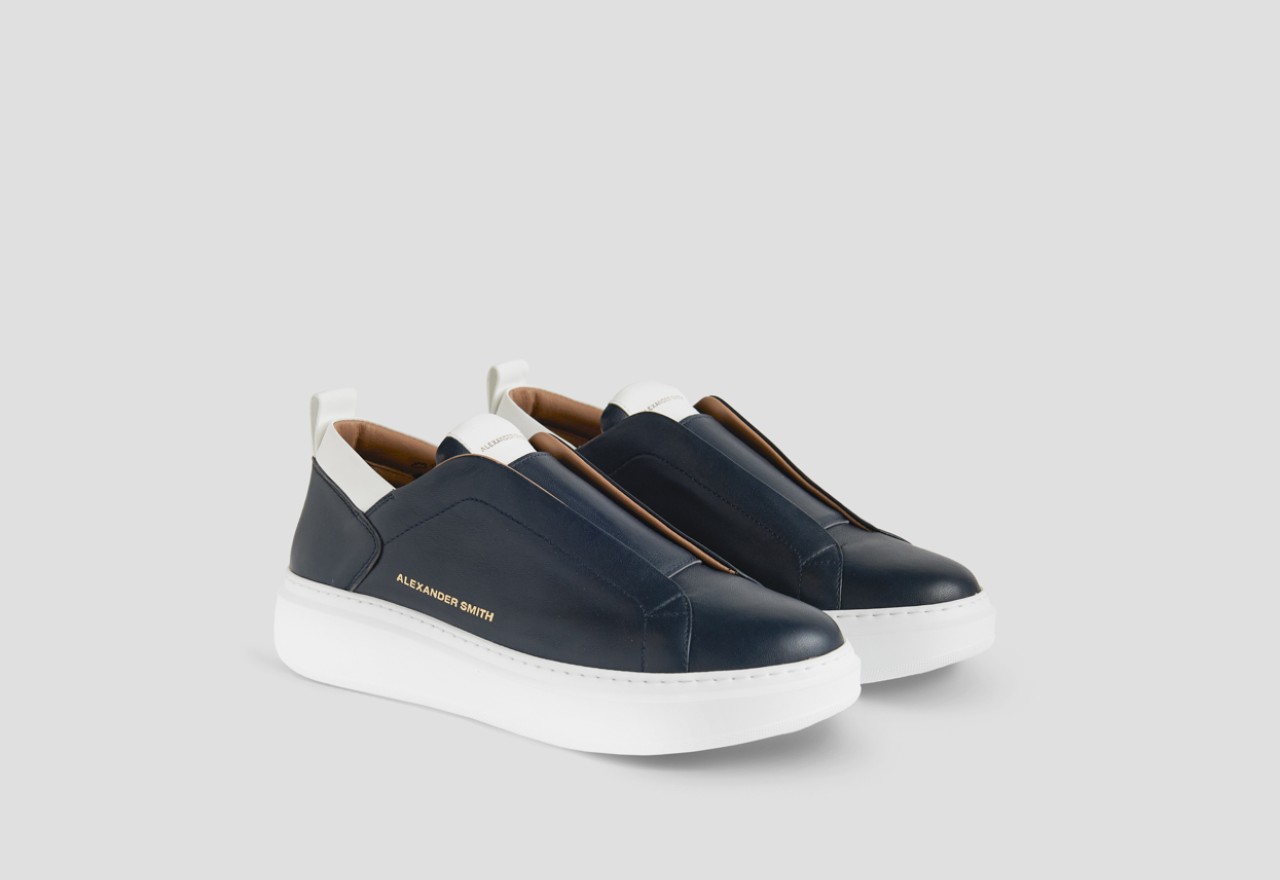 Alexander Smith WEMBLEY SLIP-ON MAN BLUE WHITE Economico