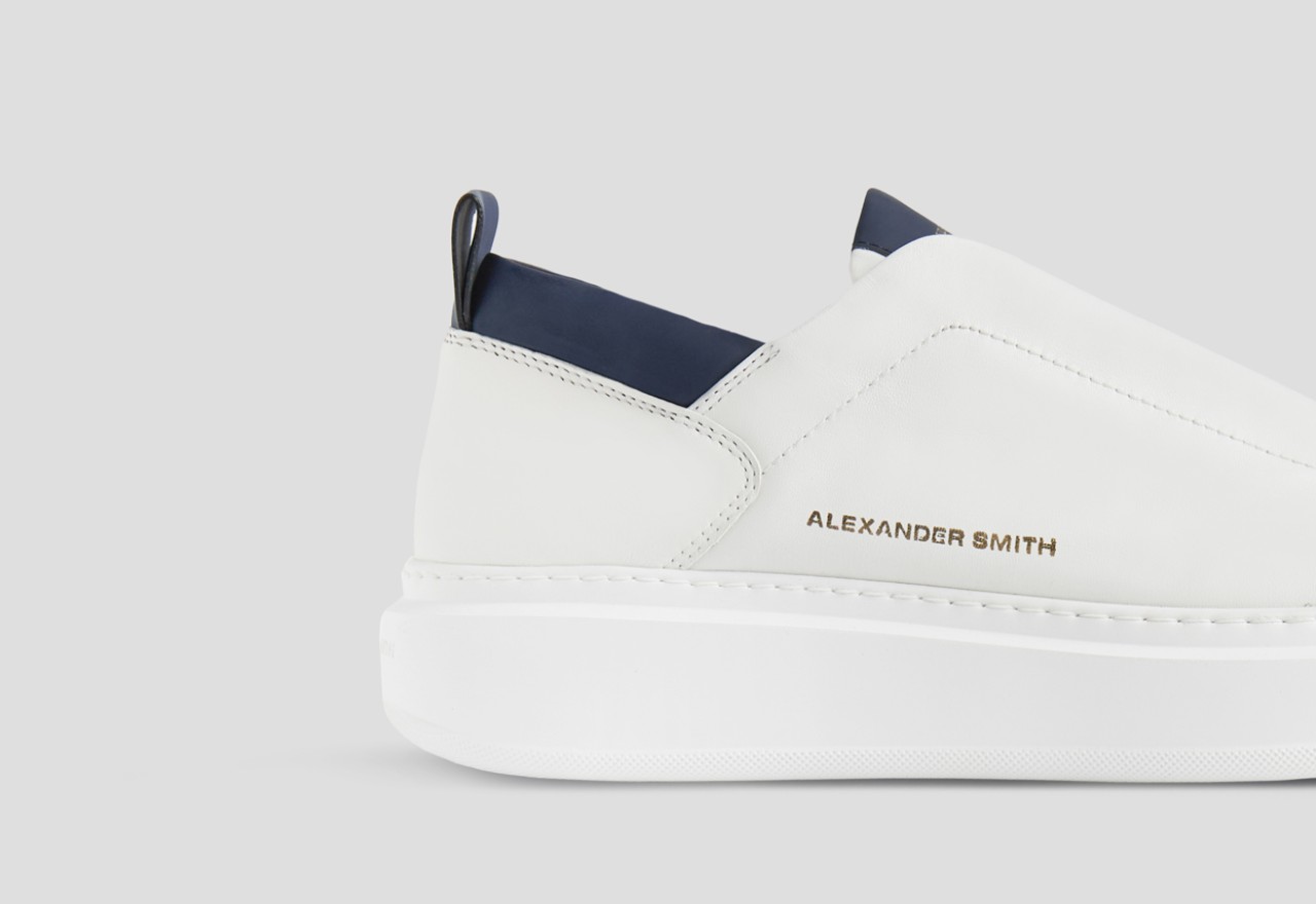 Alexander Smith WEMBLEY SLIP-ON MAN WHITE BLUE Outlet