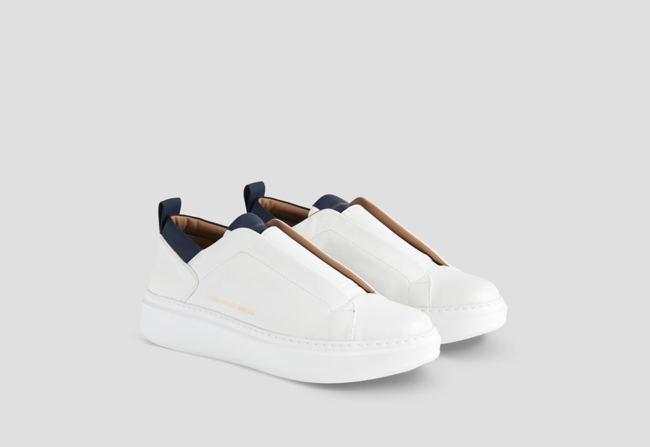 Alexander Smith WEMBLEY SLIP-ON MAN WHITE BLUE Outlet