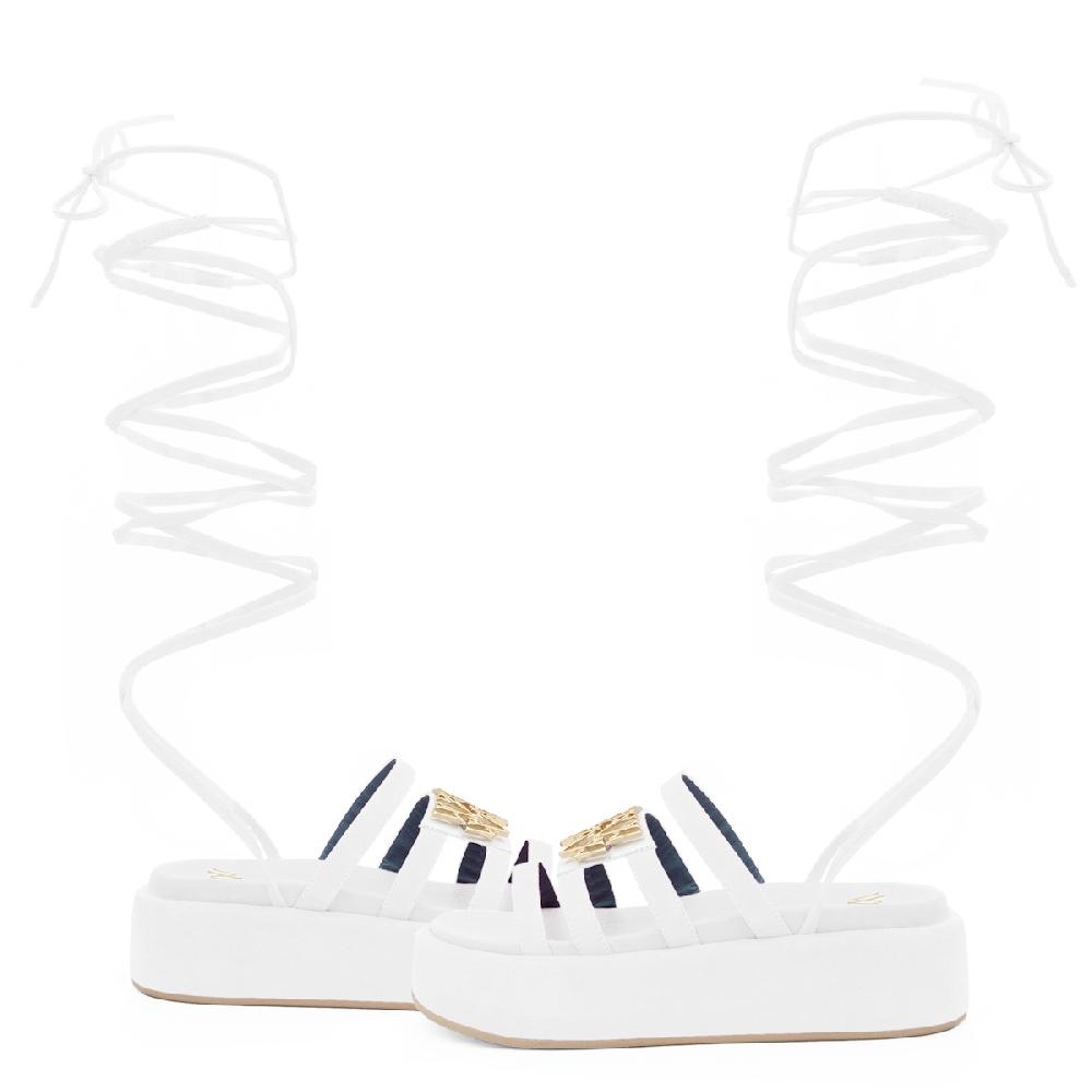Amalfi by rangoni Sandalo allacciato Cannella bianco Offerta