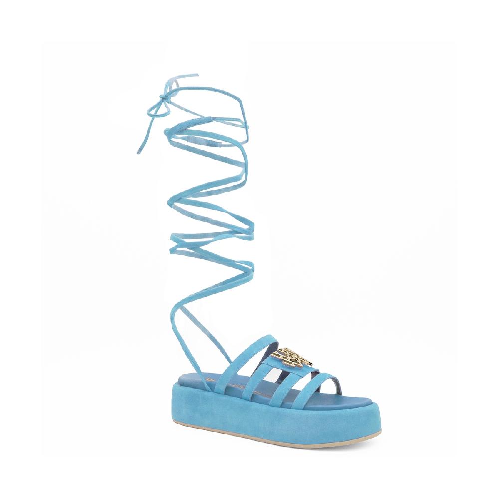 Amalfi by rangoni Sandalo allacciato Cannella azzurro Promozione Limitata