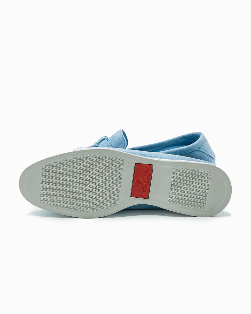 Andrea ventura Mocassino senza lacci con charms color argento Aq-D BEACH-CHARMS1 in suede color azzurro In Vendita