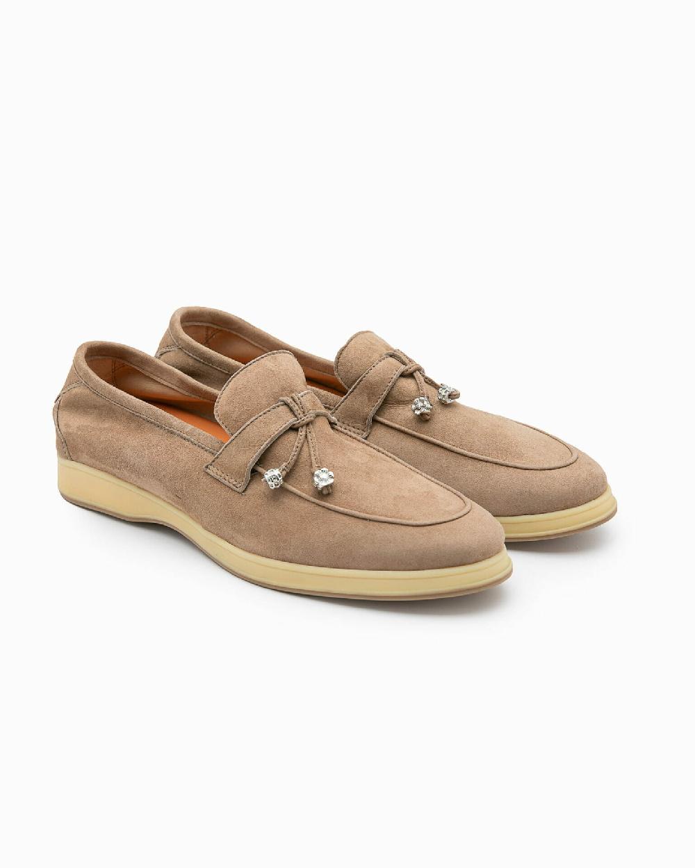 Andrea ventura Mocassino senza lacci con charms color argento Aq-D BEACH-CHARMS1 in suede color park avenue Sottocosto